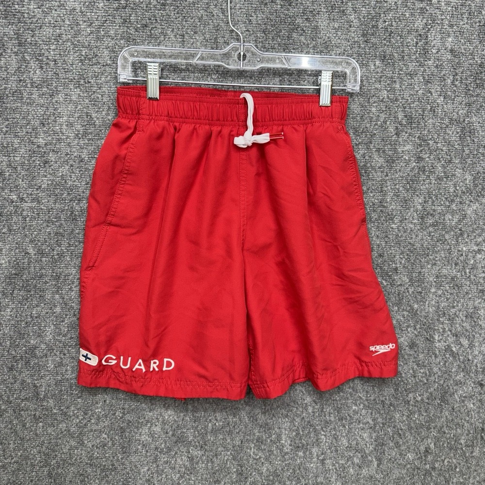 Speedo Red Swim Shorts lined Lifeguard Guard Men's size Small swimwear